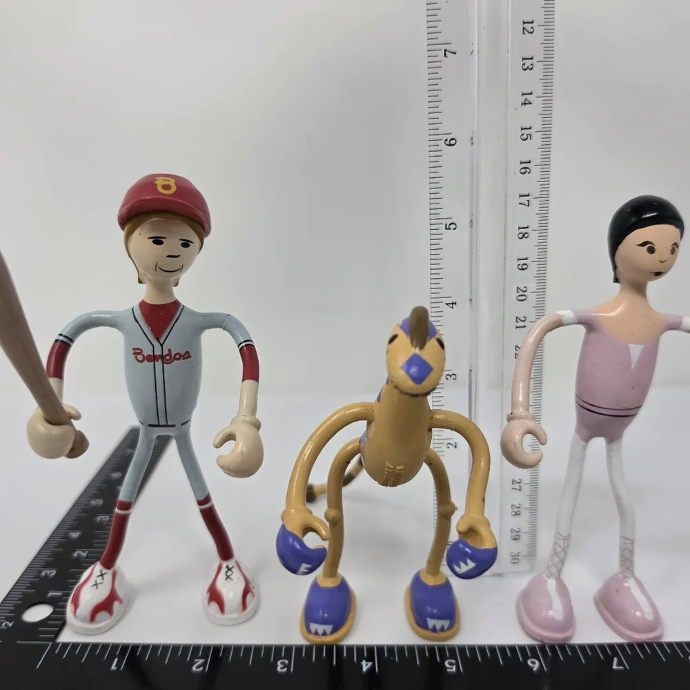 Kid Galaxy Bendable Bendos Baseball Player Slam Ballerina Grace Caja Lot of 3